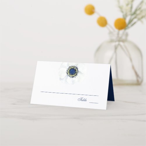 Midnight Anemone  Floral Wedding Place Card