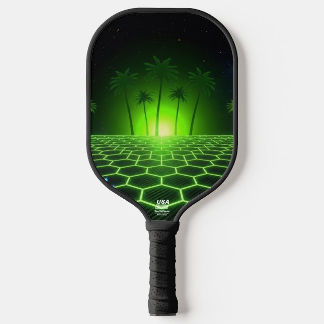 Midnight Arcade Neon Lime Green Professional Pickleball Paddle (Front)