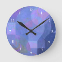 Midnight Arches – Indigo Abstract Geometry Round Clock