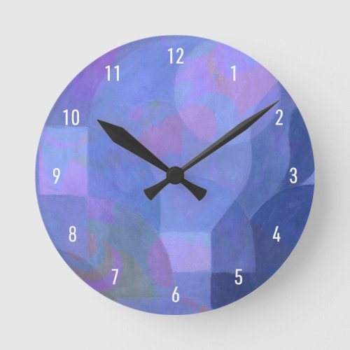 Midnight Arches – Indigo Abstract Geometry Round Clock