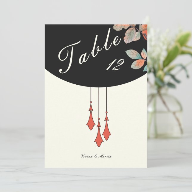 Midnight Autumn Wedding Table Number (Standing Front)