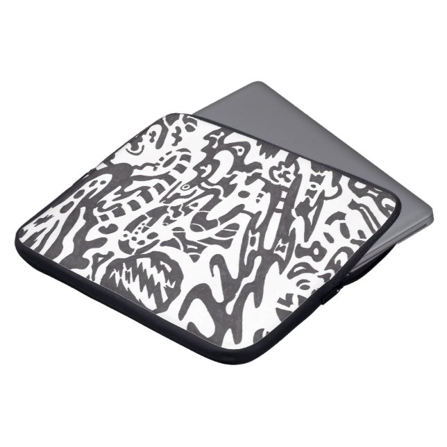 "Midnight" B&W Abstract Laptop Sleeve (Front Top)