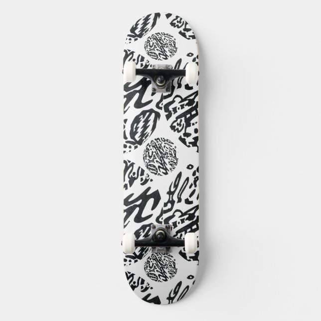 "Midnight" B&W Abstract Skateboard Deck (Front)