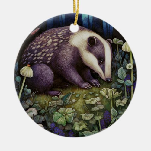Midnight Badger   Ceramic Ornament