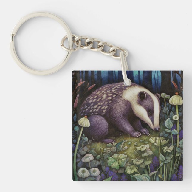 Midnight Badger Keychain (Front)