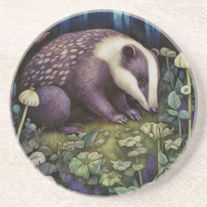 Midnight Badger Sandstone Coaster