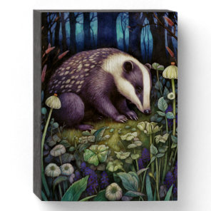 Midnight Badger  Wooden Box Sign