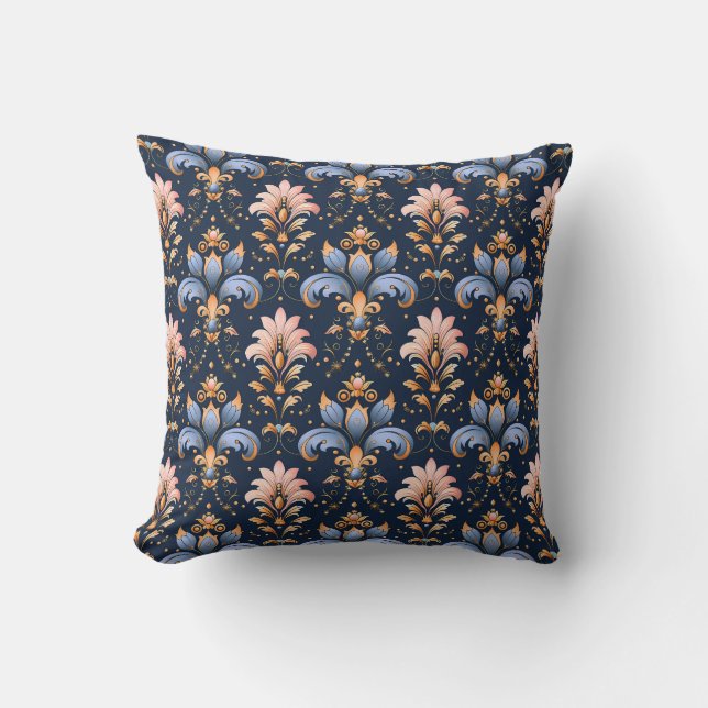 Midnight Baroque Bloom Princesscore Throw Pillow (Front)