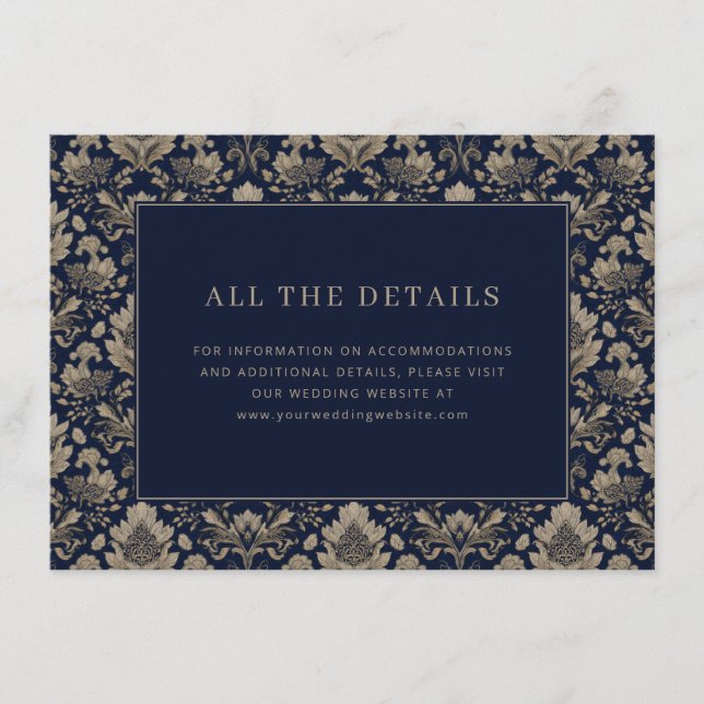 Midnight Baroque Wedding Enclosure Card (Front)