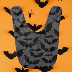 Midnight Bat Swarm Baby Bib – Dark Grey & Black