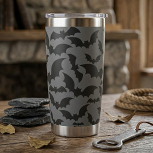 Midnight Bat Swarm Thermal Tumbler – Dark Grey
