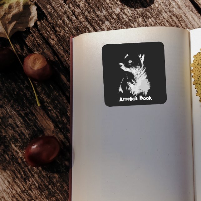 Midnight Bear Cub Book Stticker Square Sticker (Creator Uploaded)