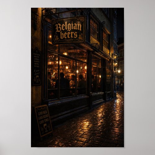 Midnight Belgian Beerhouse Warmth Poster