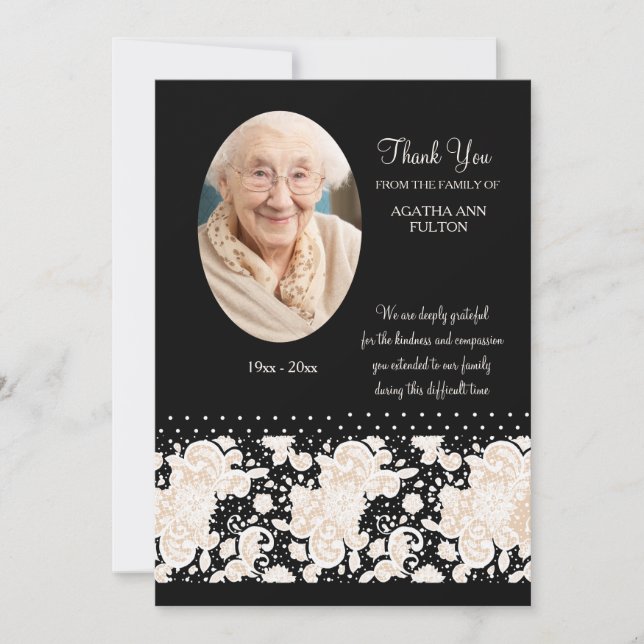 Midnight Bereavement Photo Thank You Card (Front)