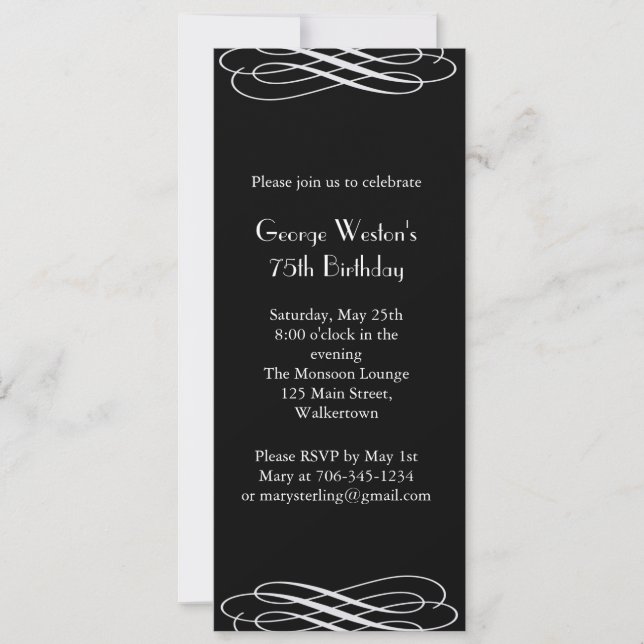 Midnight Birthday Invitation  (black) (Front)