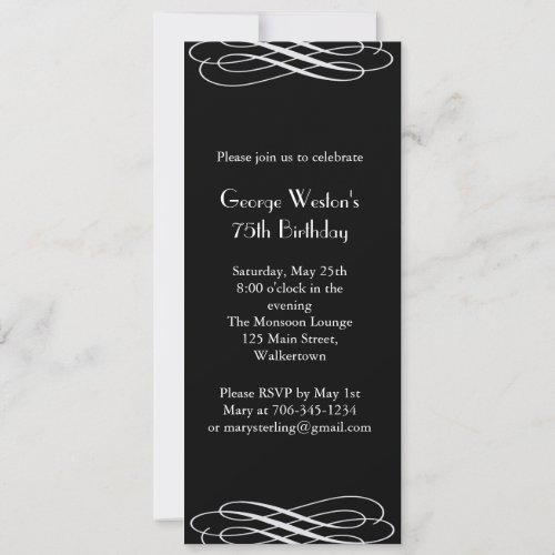 Midnight Birthday Invitation  (black)