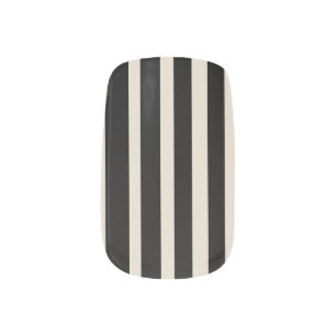"Midnight Black and Bone Stripes"  Minx Nail Art