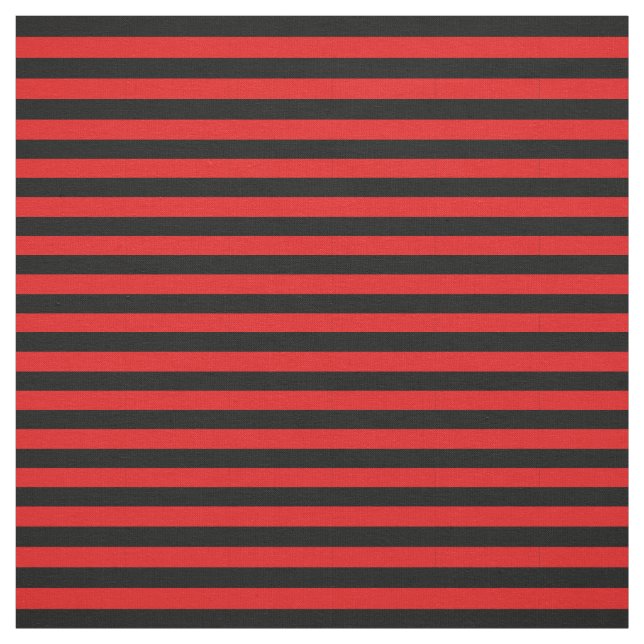 Midnight black, bright red stipe, stripes fabric (Swatch)