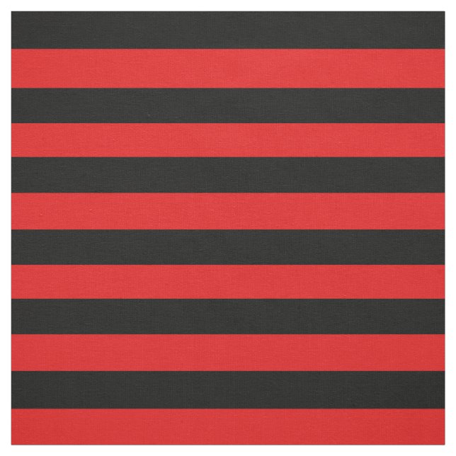 Midnight black, bright red stipe, stripes fabric (Swatch)