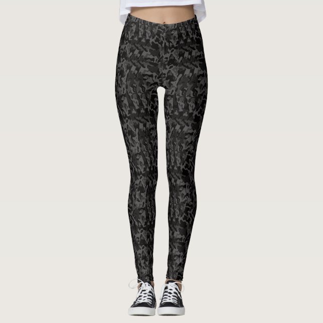 Midnight Black Camouflage. Camo your Leggings (Front)