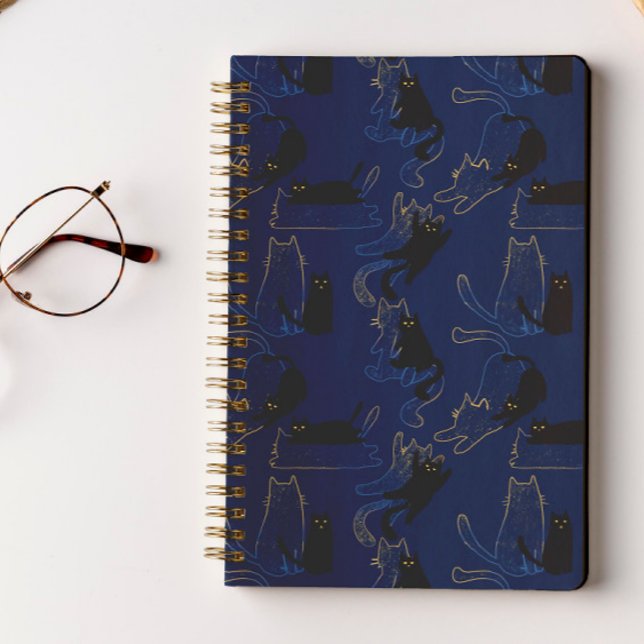 Midnight Black Cats– modern minimal Pattern Notebook (Creator Uploaded)