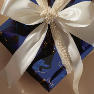 Midnight Black Cats– modern minimal Pattern Wrapping Paper
