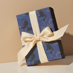 Midnight Black Cats– modern minimal Pattern Wrapping Paper Sheets