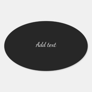 Midnight black, white text, template oval sticker