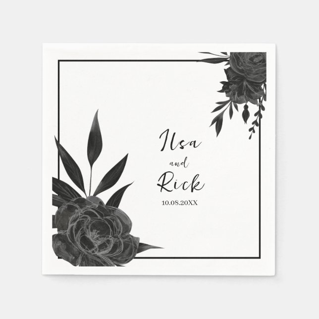 Midnight Bloom: A Dark Floral Elegant  Napkins (Front)