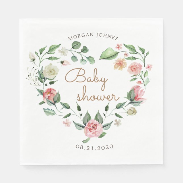 midnight bloom baby shower monogram napkins (Front)