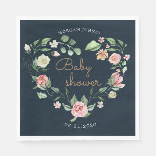 midnight bloom baby shower monogram napkins