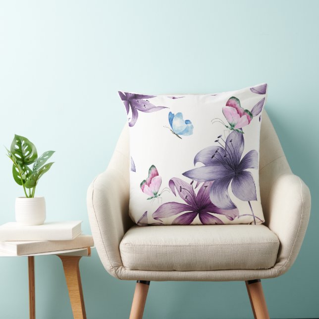 MIDNIGHT BLOOM & BUTTEFLIES THROW PILLOW (Chair)