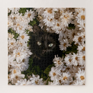 Midnight Bloom Cats Jigsaw Puzzle
