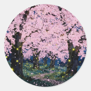 Midnight Bloom – Dark Floral Art Classic Round Sticker