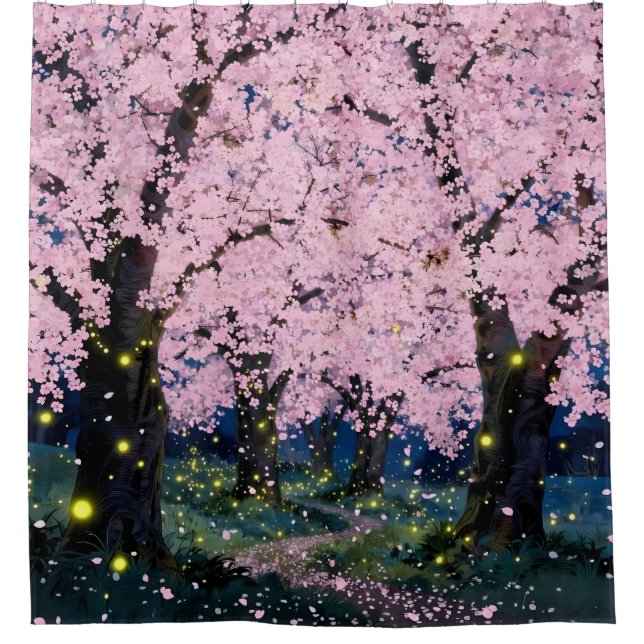 Midnight Bloom – Dark Floral Art Shower Curtain (Front)
