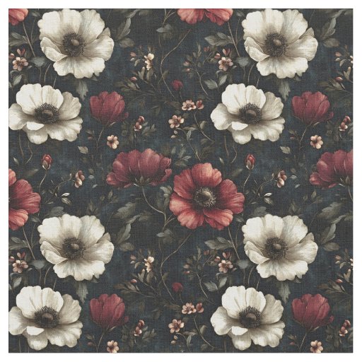 Midnight Bloom - Dark Moody Floral Fabric