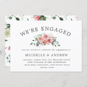 midnight bloom elegant floral engagement invitation