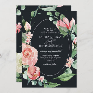 midnight bloom elegant floral Wedding Invitation