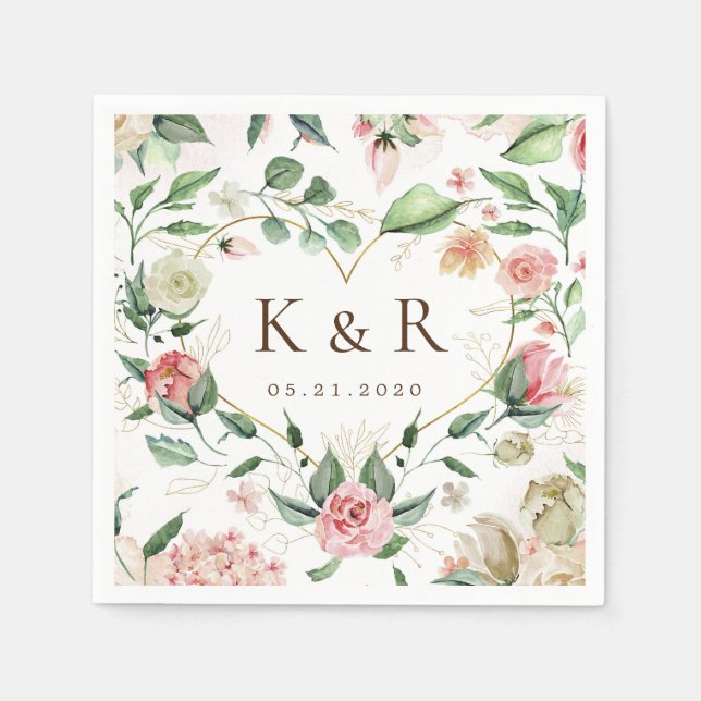 Midnight Bloom Elegant Floral Wedding Napkins (Front)