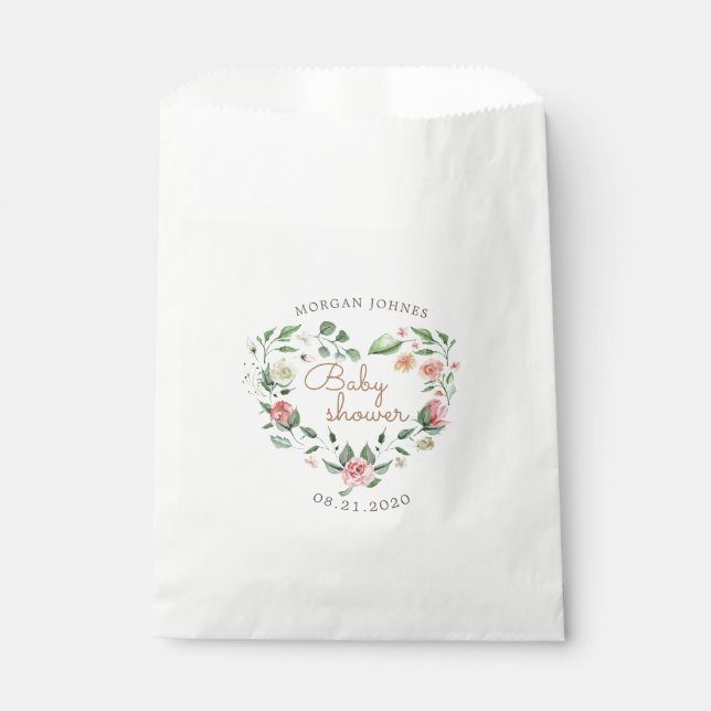 midnight bloom floral baby shower monogram favor bag (Front)