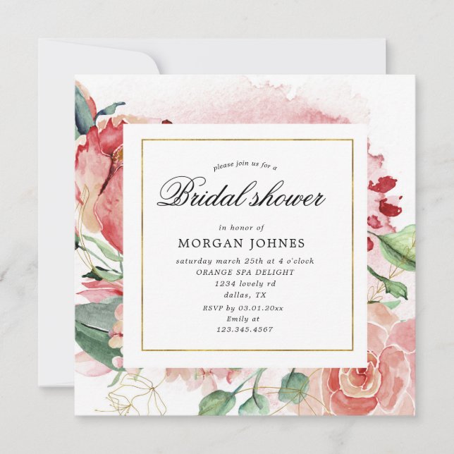 midnight bloom floral square Bridal Shower (Front)