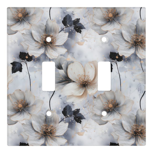 Midnight Bloom Floral Switch Plate – Elegant  (Front)