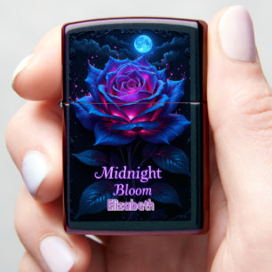 Midnight Bloom Rose Moonlight Zippo Lighter
