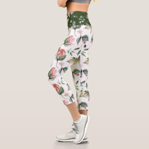 midnight bloom spring floral capri leggings