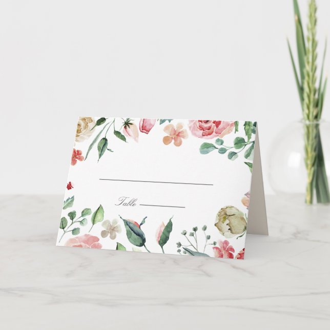 midnight bloom spring Floral Wedding Place Card (Front)