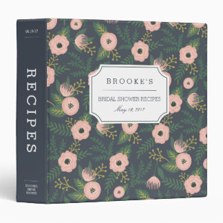 Midnight Blooms Bridal Shower Recipe 3 Ring Binder