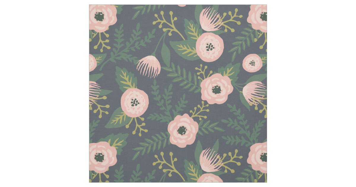 Midnight Blooms Fabric | Zazzle