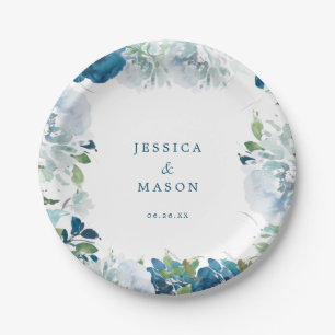 Midnight Blooms Floral Bridal Shower Paper Plate
