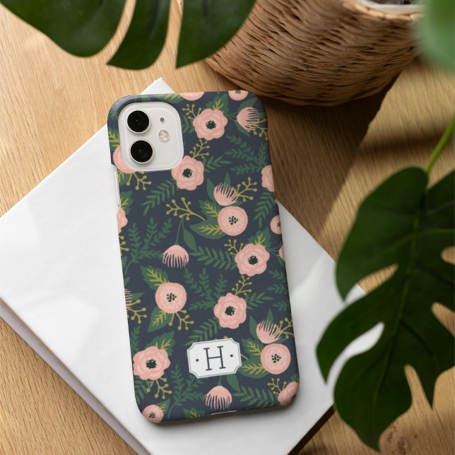 Midnight Blooms Monogram Case-Mate iPhone Case (Creator Uploaded)