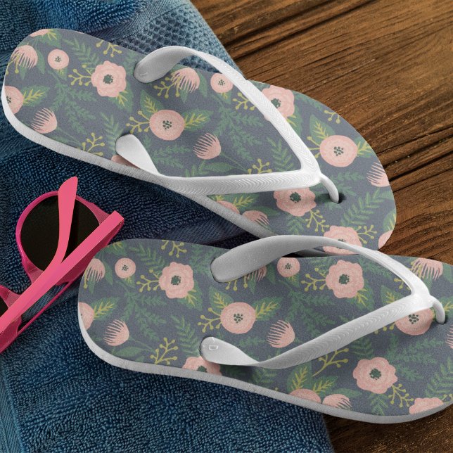 Midnight Blooms Monogram Flip Flops (Creator Uploaded)